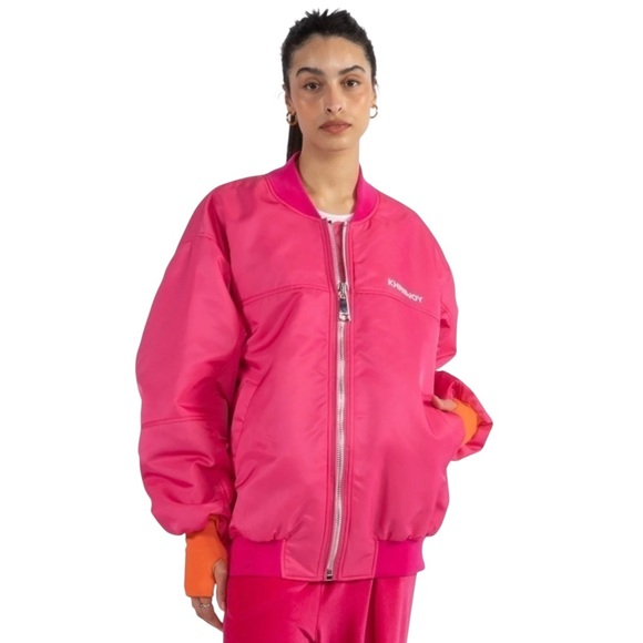 Khrisjoy Jackets & Blazers - Khrisjoy NWT Satin Oversized Bomber Jacket in Pink GARDENIA Sz 0 (S)